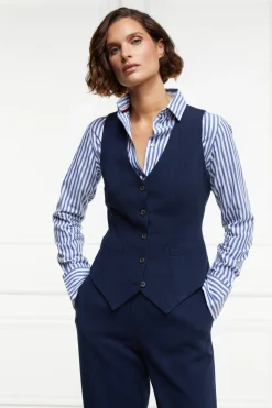 Online Hampton Waistcoat (Navy Linen) Women Waistcoats|Tailoring