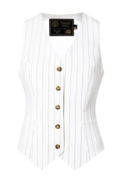Online Hampton Waistcoat (Oyster Linen Pinstripe) Women Waistcoats|Tailoring