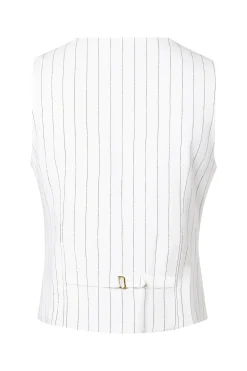 Online Hampton Waistcoat (Oyster Linen Pinstripe) Women Waistcoats|Tailoring