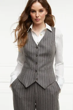 Best Hampton Waistcoat (Soft Grey Pinstripe) Women Waistcoats|Tailoring