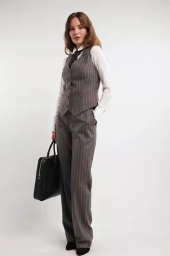 Best Hampton Waistcoat (Soft Grey Pinstripe) Women Waistcoats|Tailoring