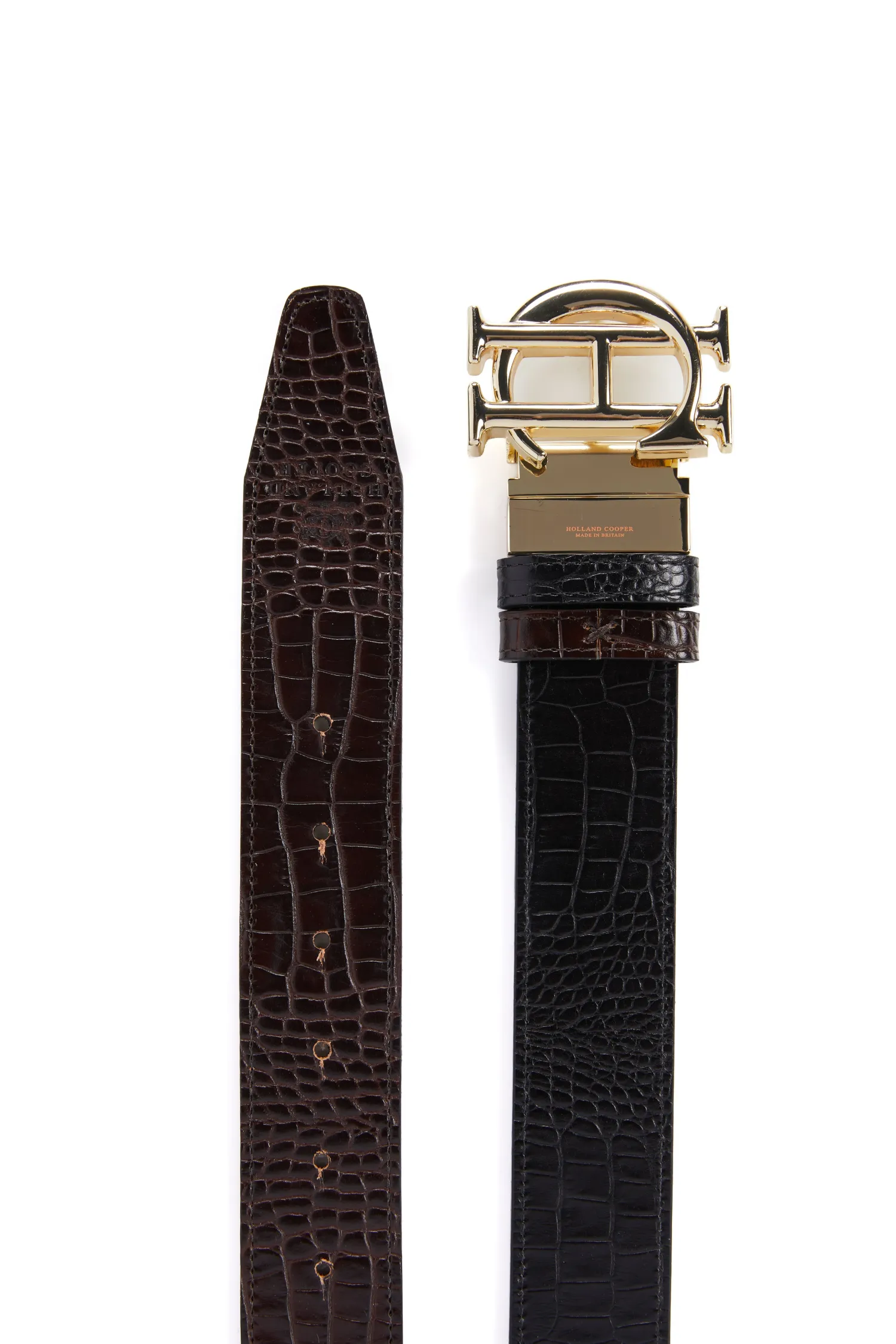 Fashion HC Classic Belt Reversible (Black Chocolate Croc) Women Belts|Belts