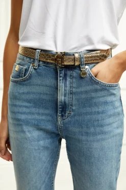 New HC Classic Slim Belt (Champagne Croc) Women Belts|Belts