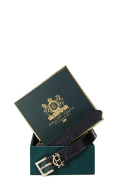 Best HC Slim Logo Belt (Black Croc) Women Belts|Belts