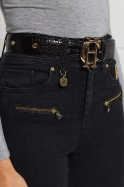 New HC Stud Belt (Black Croc) Women Belts|Belts