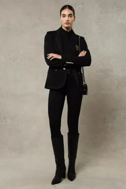 Discount Henley Blazer (Black Black) Women Jackets|Blazers