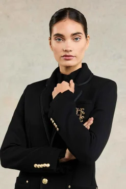 Discount Henley Blazer (Black Black) Women Jackets|Blazers