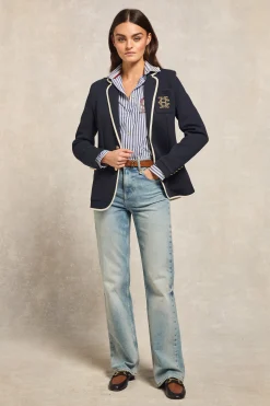 Online Henley Blazer (Ink Navy) Women Jackets|Blazers