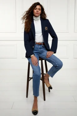 Hot Henley Blazer (Navy Navy) Women Jackets|Blazers