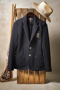 Hot Henley Blazer (Navy Navy) Women Jackets|Blazers