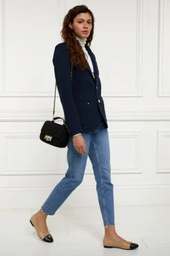 Hot Henley Blazer (Navy Navy) Women Jackets|Blazers
