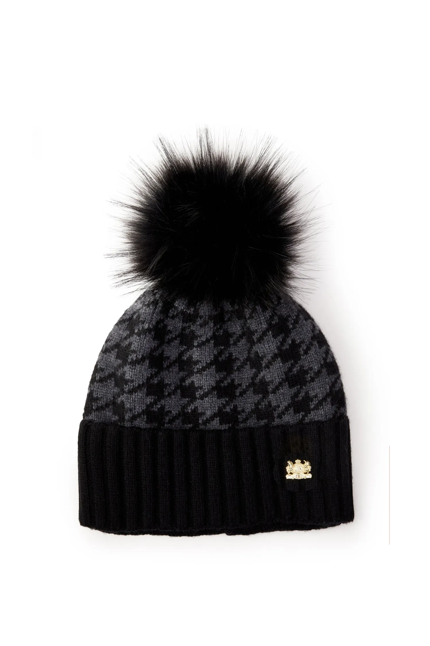 Hot Heritage Bobble Hat (Grey Houndstooth) Women Hats & Headbands|Hats & Headbands