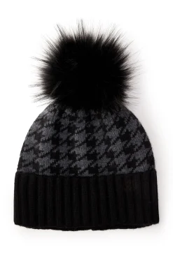 Hot Heritage Bobble Hat (Grey Houndstooth) Women Hats & Headbands|Hats & Headbands