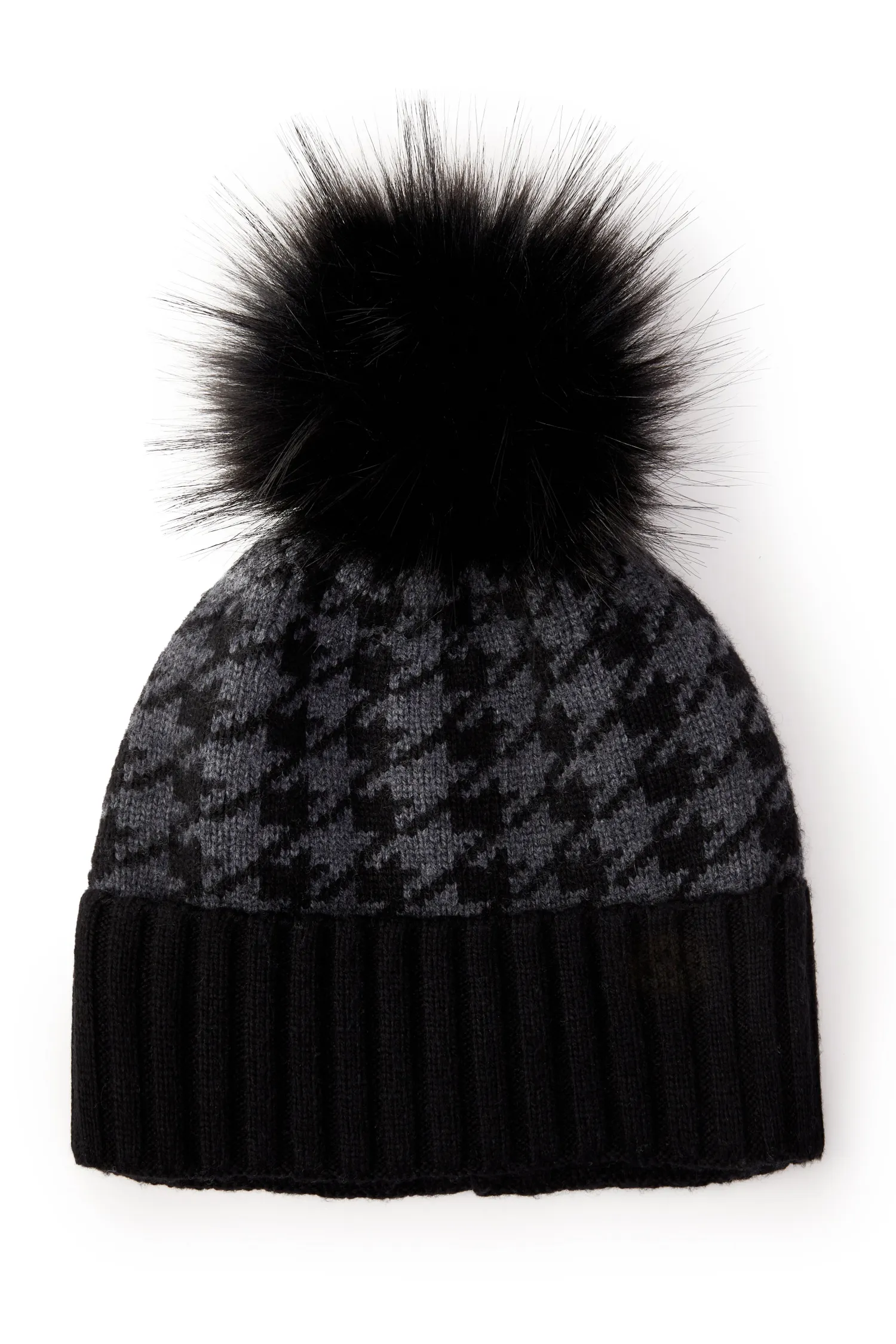 Hot Heritage Bobble Hat (Grey Houndstooth) Women Hats & Headbands|Hats & Headbands