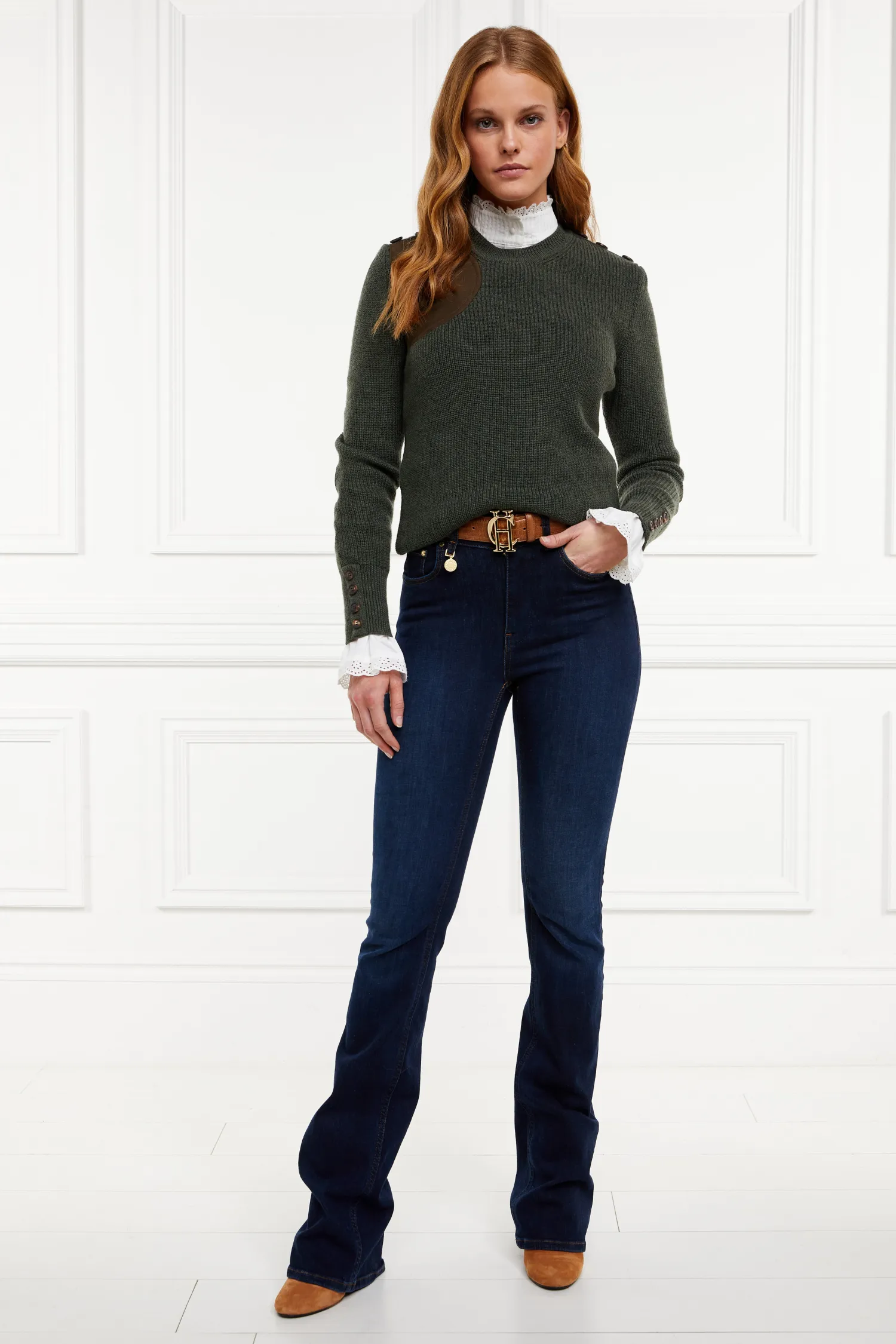 Fashion Heritage Crew Neck Knit (Forest Marl) Women Knitwear