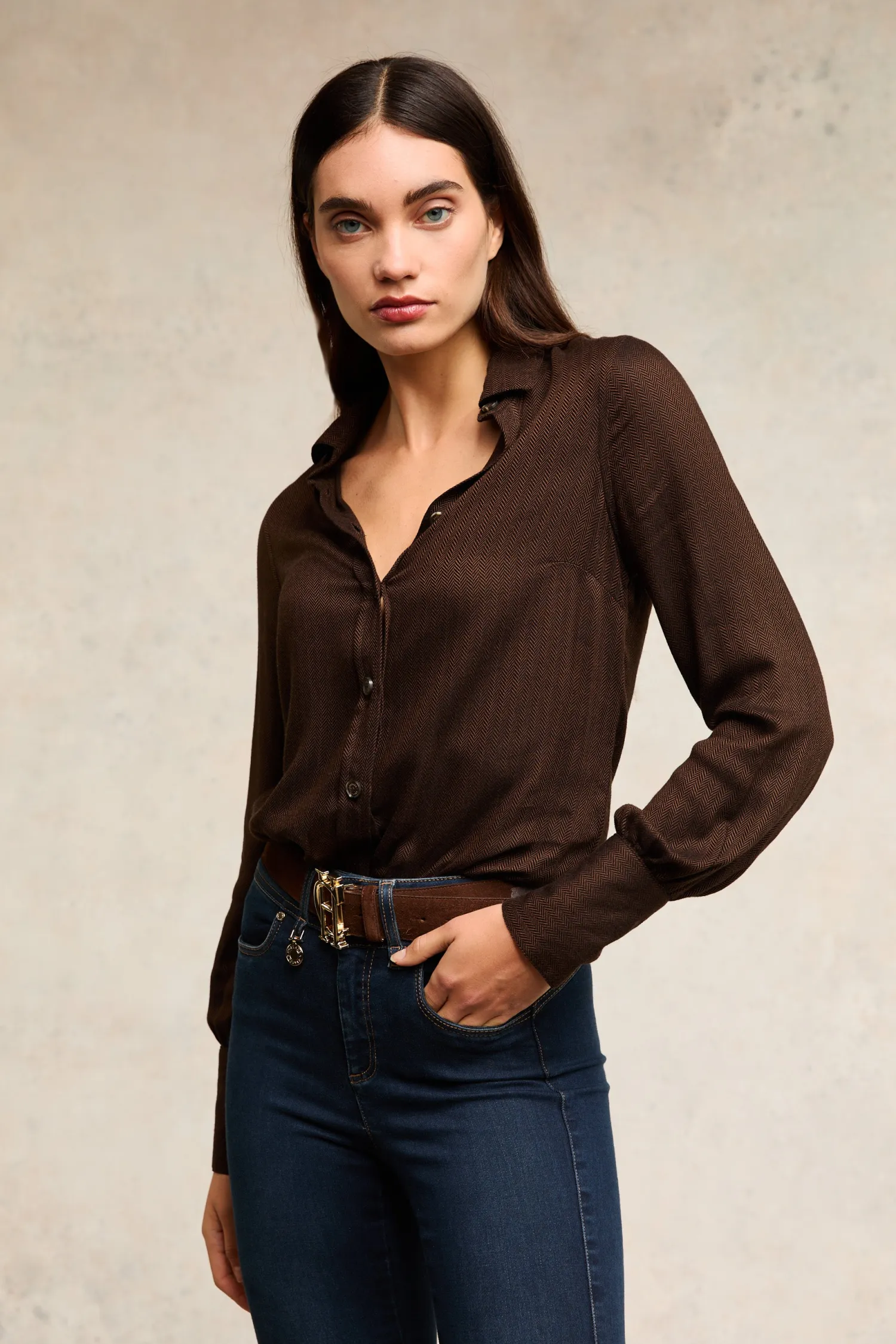 Online Heritage Shirt (Tobacco Herringbone) Women Shirts & Blouses