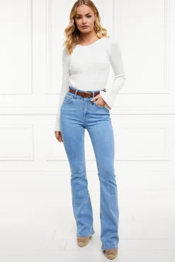Fashion High Rise Flared Jean (Light Denim) Women Jeans