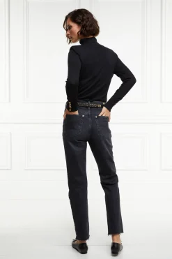 Online High Rise Slim Jean (Washed Black) Women Jeans