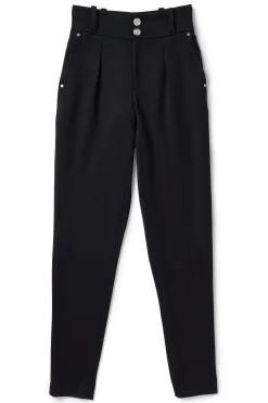 New High Waisted Peg Trouser (Black Barathea Silver) Women Trousers|Tailoring
