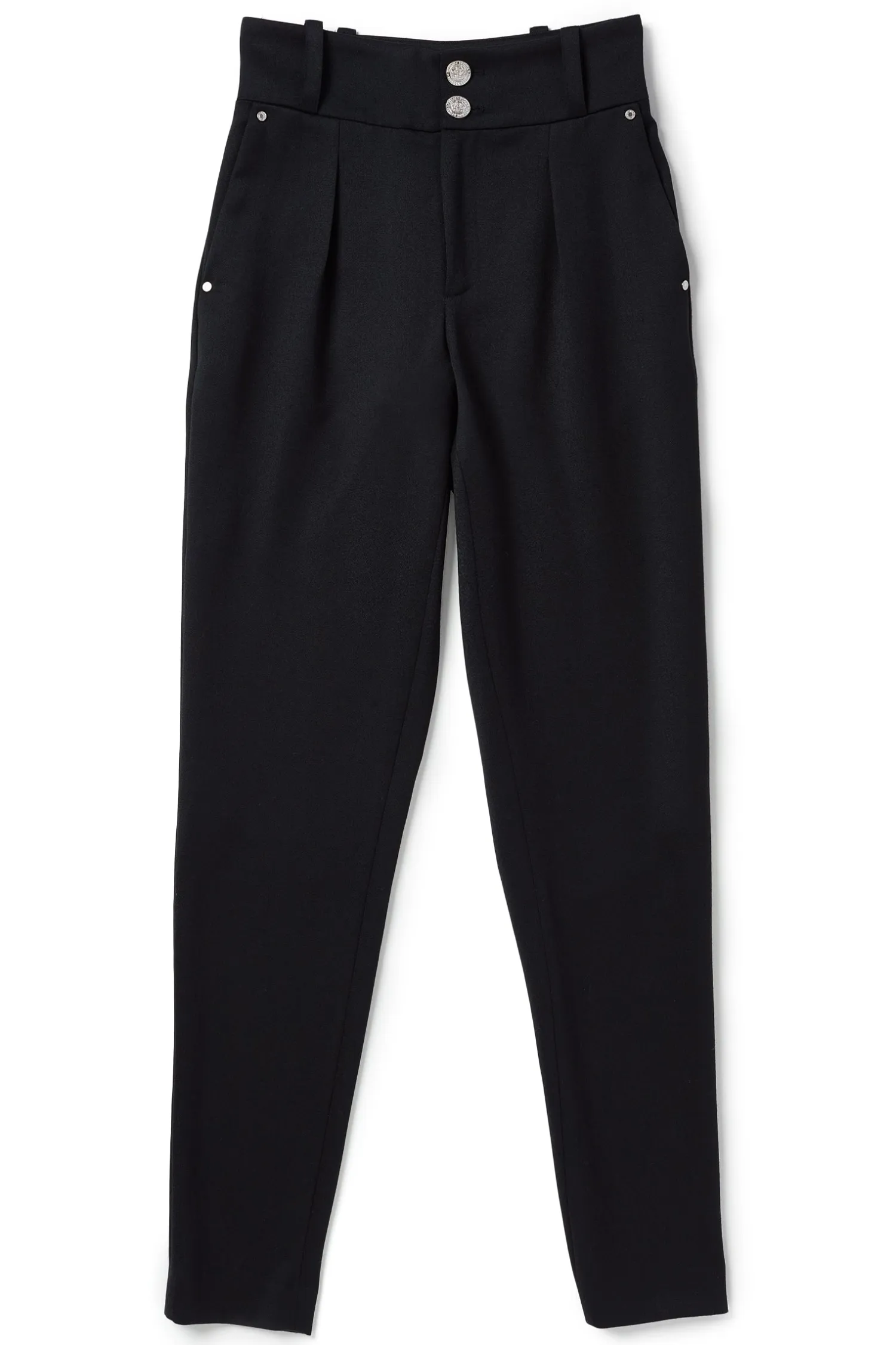 New High Waisted Peg Trouser (Black Barathea Silver) Women Trousers|Tailoring