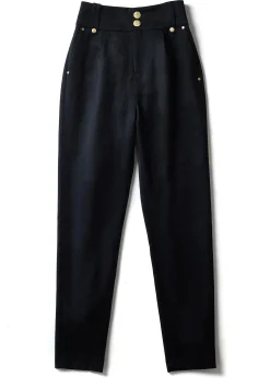 Fashion High Waisted Peg Trouser (Navy Barathea) Women Trousers|Tailoring