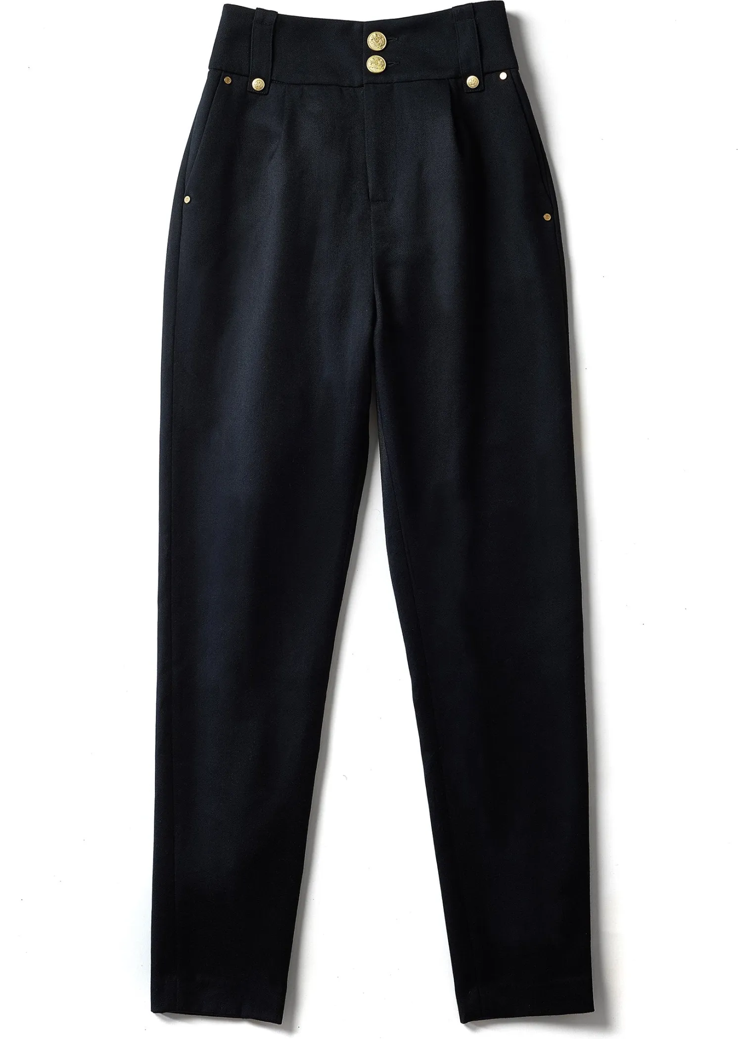 Fashion High Waisted Peg Trouser (Navy Barathea) Women Trousers|Tailoring