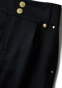 Fashion High Waisted Peg Trouser (Navy Barathea) Women Trousers|Tailoring