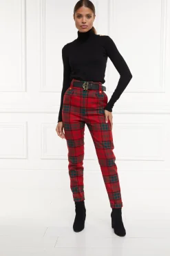 Discount High Waisted Peg Trouser (Red Tartan) Women Trousers|Tailoring