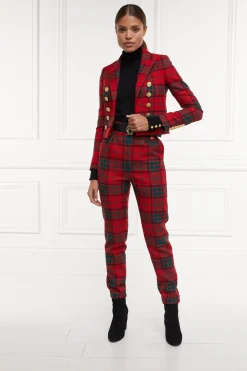 Discount High Waisted Peg Trouser (Red Tartan) Women Trousers|Tailoring