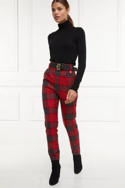 Discount High Waisted Peg Trouser (Red Tartan) Women Trousers|Tailoring
