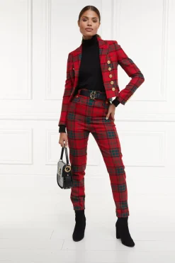 Discount High Waisted Peg Trouser (Red Tartan) Women Trousers|Tailoring