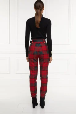 Discount High Waisted Peg Trouser (Red Tartan) Women Trousers|Tailoring
