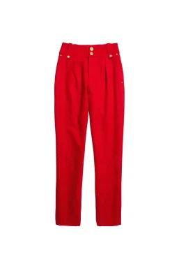 Outlet High Waisted Peg Trouser (Red Barathea) Women Trousers|Tailoring