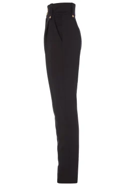 Clearance High Waisted Peg Trouser (Black Barathea) Women Trousers|Tailoring