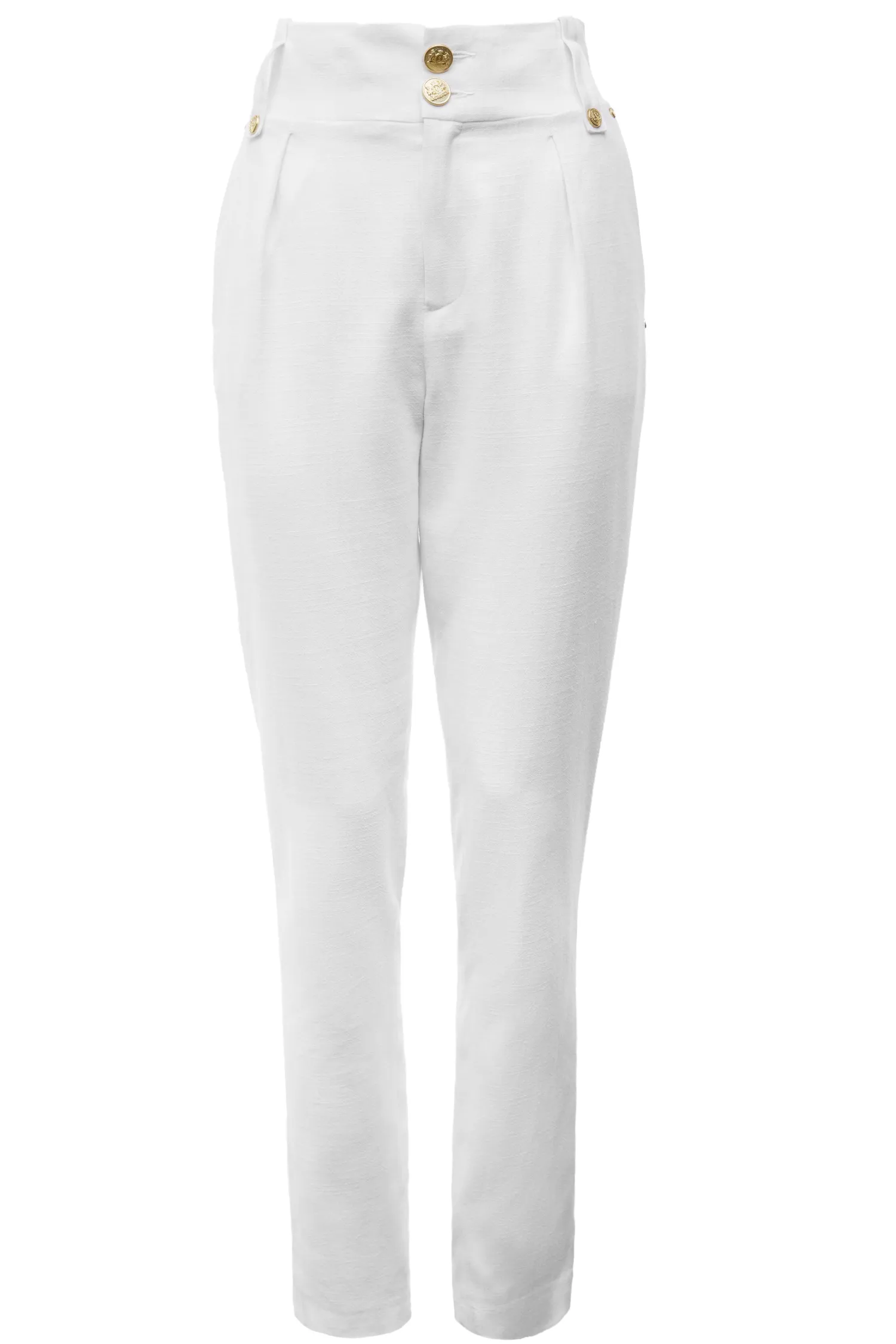 Fashion High Waisted Peg Trouser (Oyster Linen) Women Trousers|Tailoring