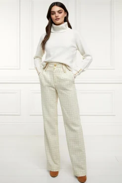 Outlet High Waisted Straight Trouser (Ivory Sparkle Tweed) Women Trousers|Tailoring