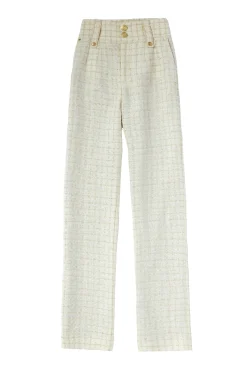 Outlet High Waisted Straight Trouser (Ivory Sparkle Tweed) Women Trousers|Tailoring