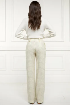 Outlet High Waisted Straight Trouser (Ivory Sparkle Tweed) Women Trousers|Tailoring