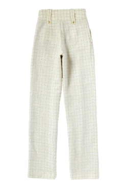Outlet High Waisted Straight Trouser (Ivory Sparkle Tweed) Women Trousers|Tailoring