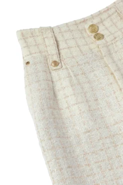 Outlet High Waisted Straight Trouser (Ivory Sparkle Tweed) Women Trousers|Tailoring