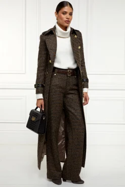 Discount High Waisted Straight Trouser (Chocolate Houndstooth) Women Trousers|Tailoring