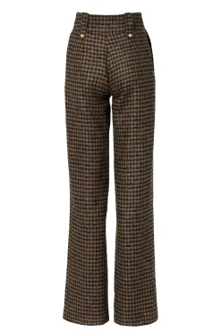 Discount High Waisted Straight Trouser (Chocolate Houndstooth) Women Trousers|Tailoring