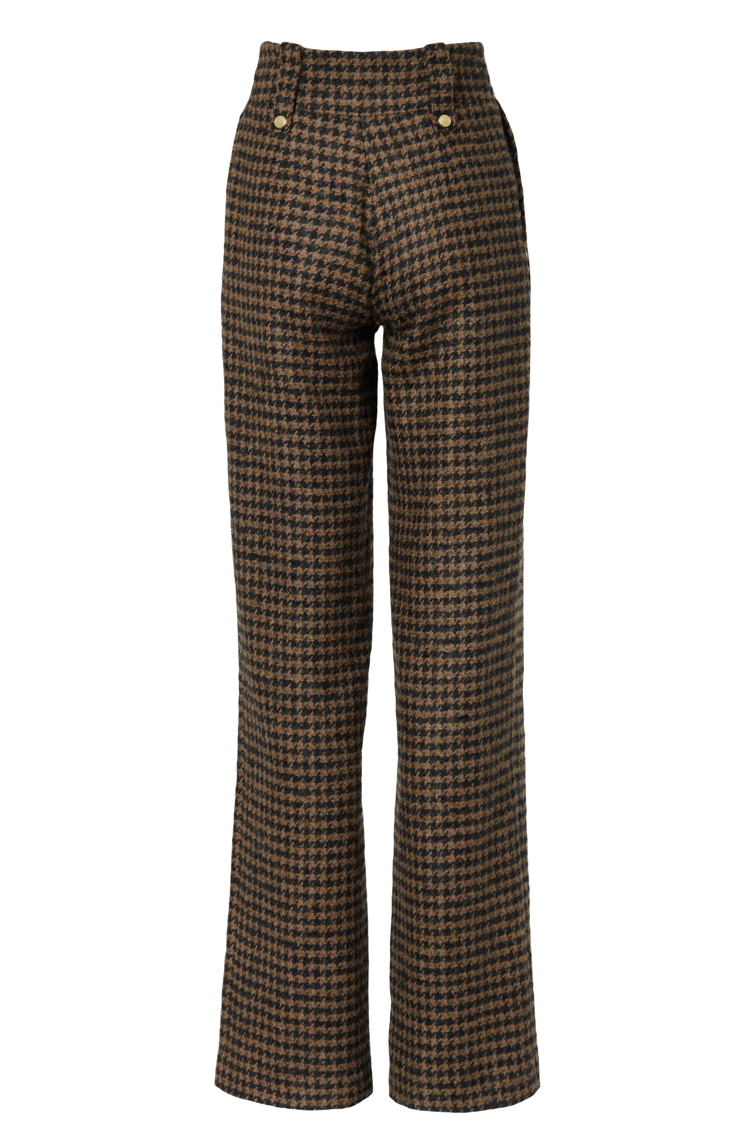 Discount High Waisted Straight Trouser (Chocolate Houndstooth) Women Trousers|Tailoring