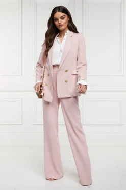 New High Waisted Straight Trouser (Pink Linen) Women Trousers|Tailoring