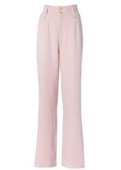 New High Waisted Straight Trouser (Pink Linen) Women Trousers|Tailoring