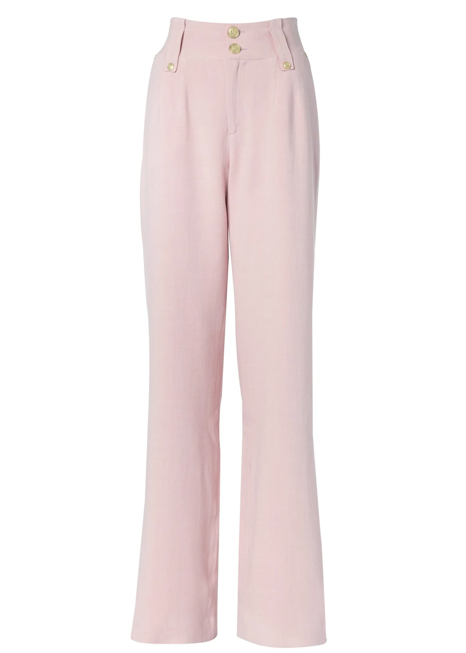 New High Waisted Straight Trouser (Pink Linen) Women Trousers|Tailoring