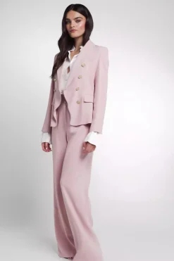New High Waisted Straight Trouser (Pink Linen) Women Trousers|Tailoring