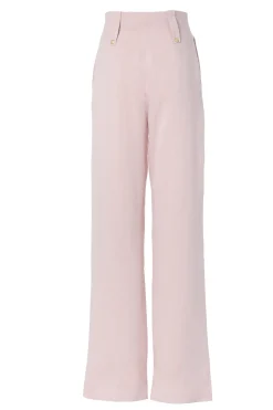 New High Waisted Straight Trouser (Pink Linen) Women Trousers|Tailoring