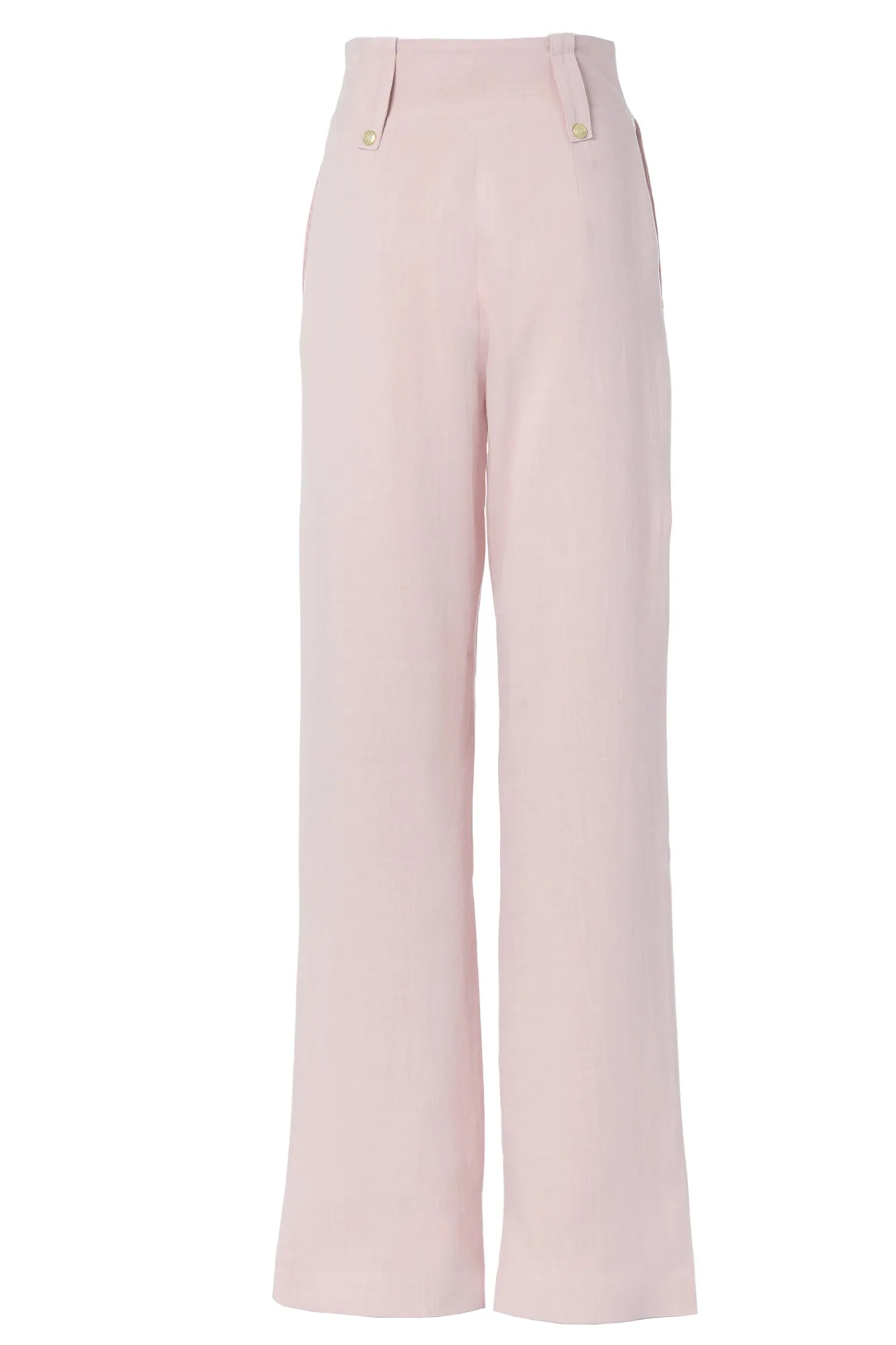New High Waisted Straight Trouser (Pink Linen) Women Trousers|Tailoring