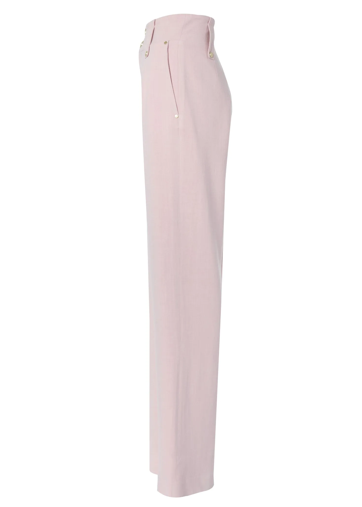 New High Waisted Straight Trouser (Pink Linen) Women Trousers|Tailoring